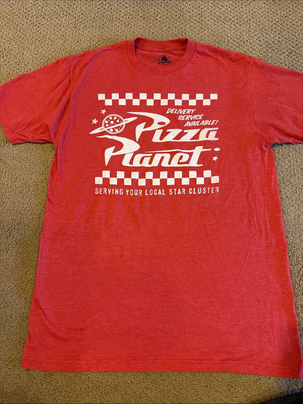 Disney Toy Story Pizza Planet Graphic T-Shirt Men’s Size Medium Red